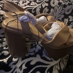 Torrid Beige/Tan Stack Platform Soft Knot Heel